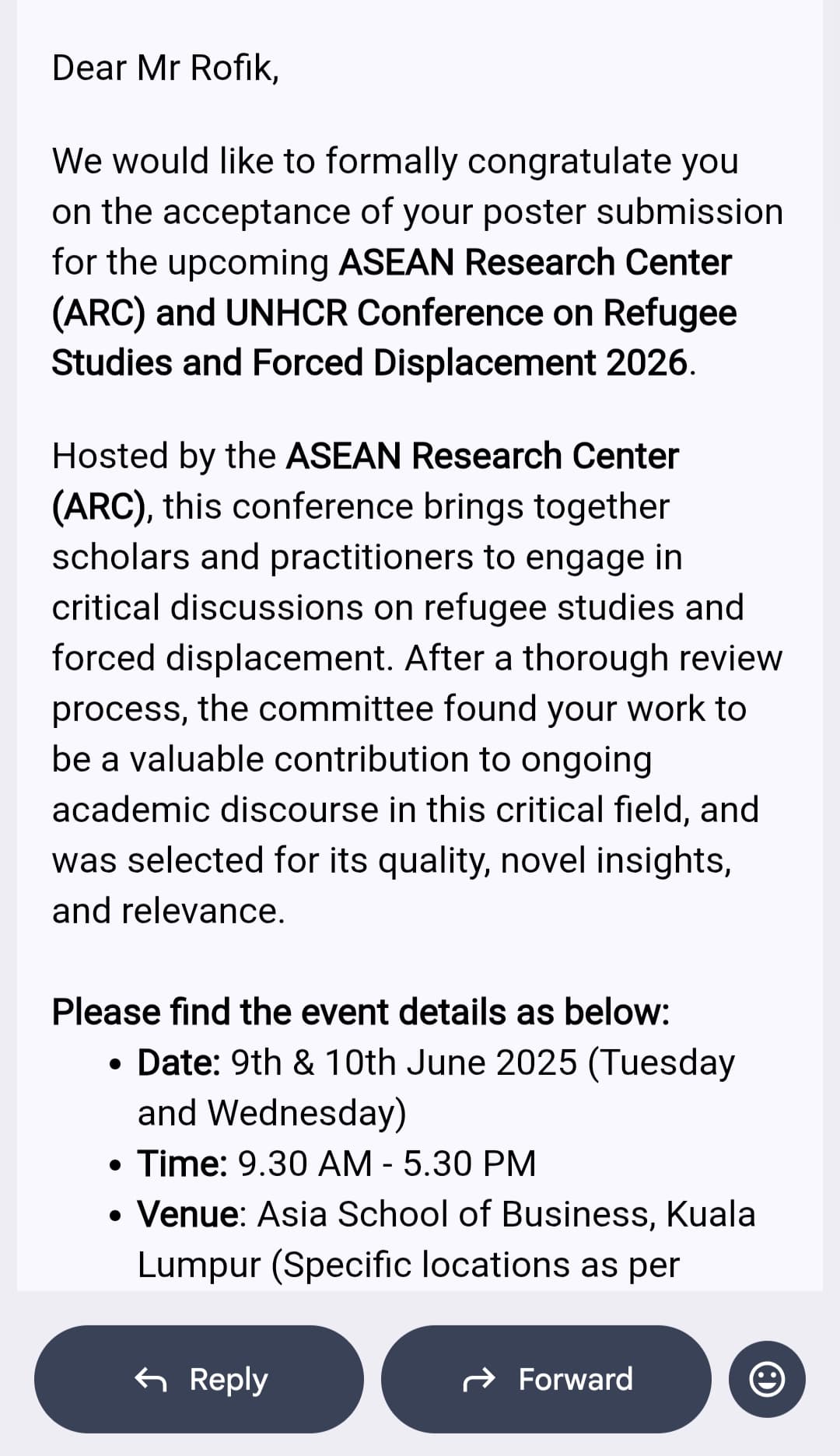 Aurbina Scholars Hub at ARC–UNHCR 2026
